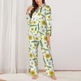 thumbnail image 2 of Picia Yellow Dandelions Pattern Women’s Long-Sleeve Sleepwear Set - Soft 2-Piece Loungewear with Pockets, Comfy PJs for Relaxing Nights-Small, 2 of 7
