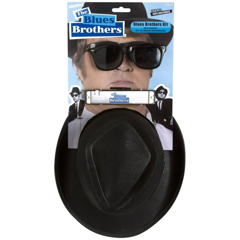 Blues Brothers Kit Adult Hat Harmonica Glasses Tie Blues Brothers Kit Adult Hat Harmonica Glasses Tie