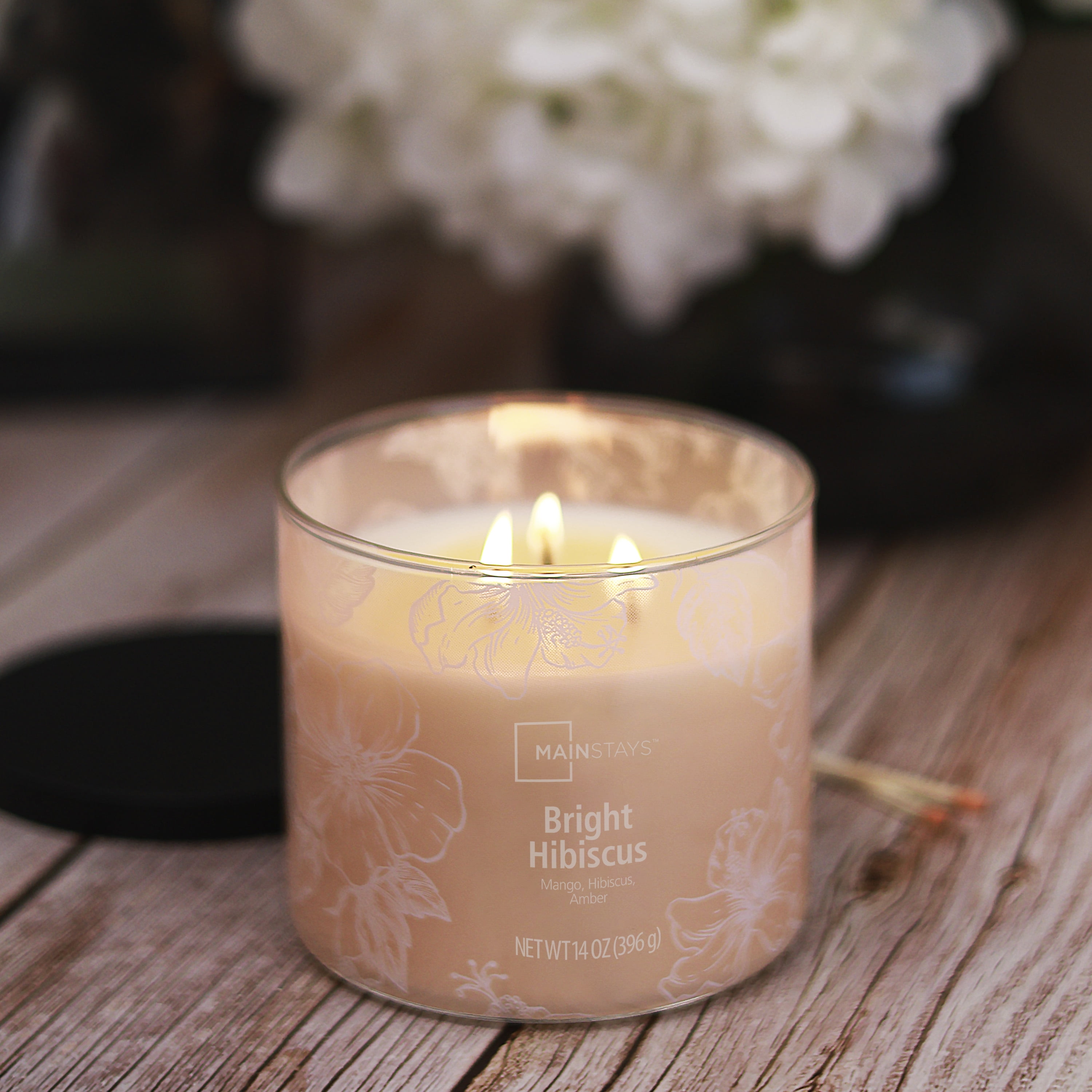 Mainstays 3-Wick Ombre Wrap Bright Hibiscus Scented Candle, 14 oz