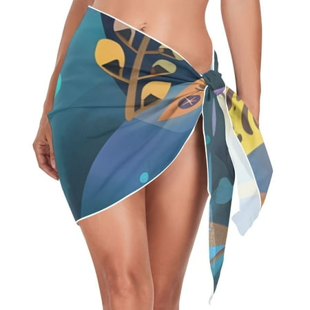 Ckdifva Fantasy Forest Beach Cover Up for Women Swimsuit Coverups Bikini Wrap Short Skirt