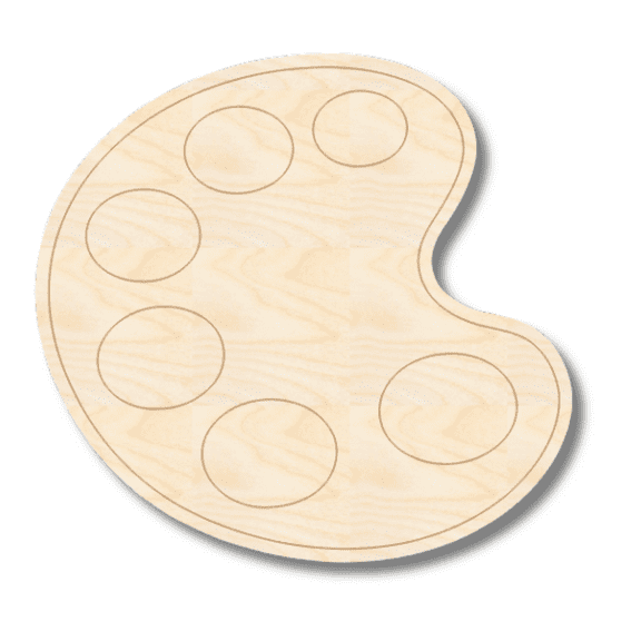 Unfinished Wood Etched Paint Palette Shape 3" / 1/4"
