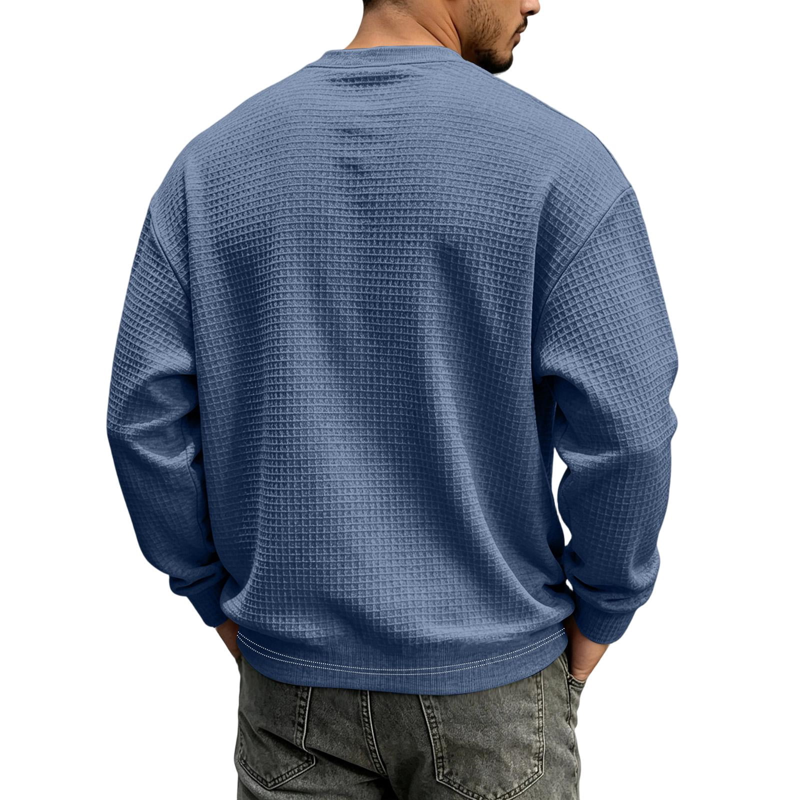 Hearthz S-5XL Ghost Jack-O Bat Print Big and Tall Sweatshirts for Men Waffle Knit Men's Dress Shirts Long Sleeve Halloween Fall Lightweight Pullover Men