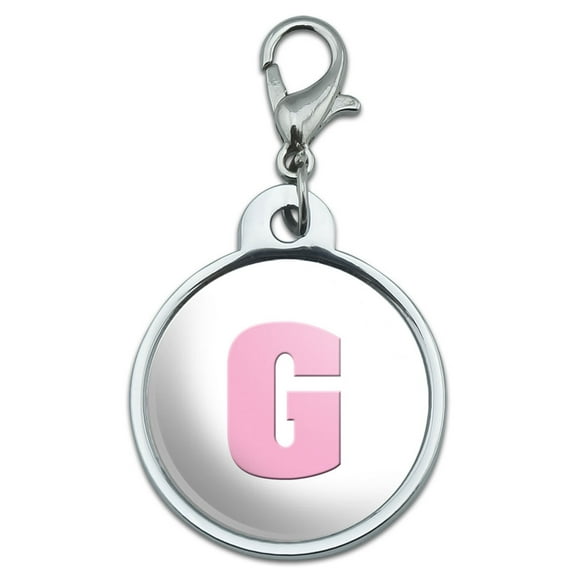 Letter G Initial Baby Girl Block Font Pink Shower Small Metal ID Pet Dog Tag