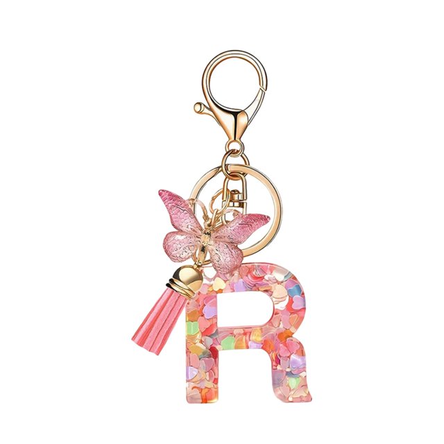 RXIRUCGD Fashion 26-letter Key Chain Pendant Butterflys Tassel Key Chain Elegant Fashion Multi-functional Use