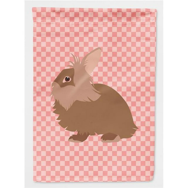 Carolines Treasures BB7960CHF Lionhead Rabbit Pink Check Canvas House Flag
