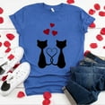 thumbnail image 2 of JINMGG Womens Tops under $5 Adult's Valentine's Day Round Neck Cat Print T-Shirt Blue XL, 2 of 3