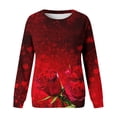 thumbnail image 4 of SOMOWI Chandails de la Saint-Valentin pour Femmes à Imprimé, Col Rond, Coupe Ajustée, Chandail à Enfiler à Manches Longues, Blouse Ample d'Entraînement, Rouge, Hauts Athlétiques d'Automne P, 4 of 5