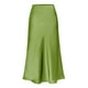 thumbnail image 3 of Falda de satén de cintura alta para mujer - Minifalda evasé con cintura elástica y cremallera - Elegante para fiestas/oficina - Tejido de satén S-XL, 3 of 4