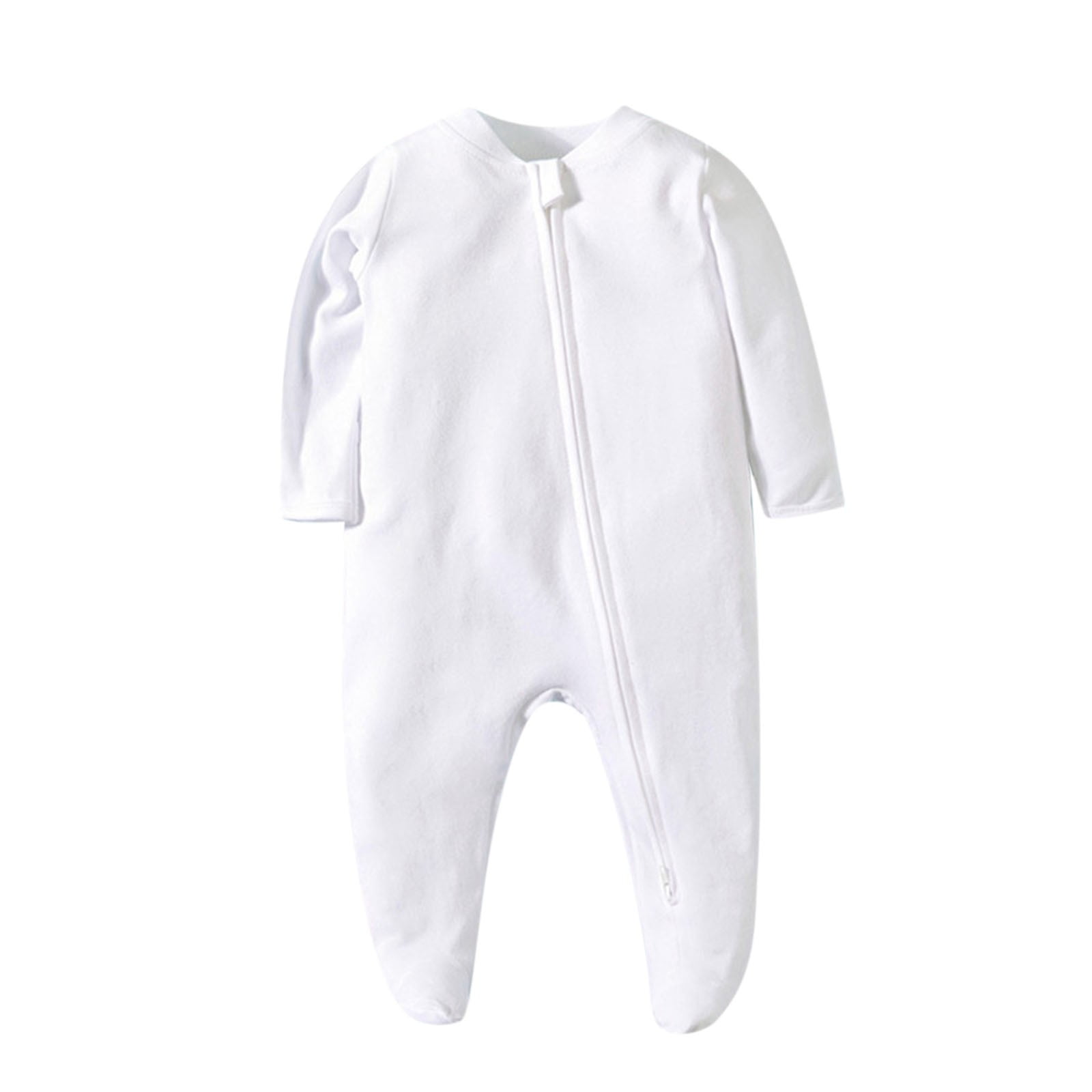 Riecok Newborn Baby Girl Clothes Fall Rompers Easy to Put on and Take Off Bodysuit Buttons Cute Patterns Loose Print White 3M