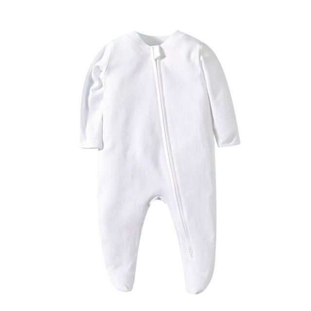 MeetoTime Baby Boys Girls Solid Color Long Sleeve Round Neck Jumpsuit Summer Newborn Infant Long Rompers