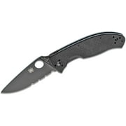 Spyderco Tenacious G-10 Folding Knife 3.4" Serrated Black Blade - C122GBBKPS