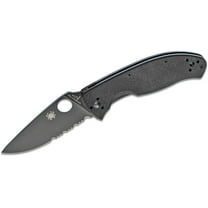 Spyderco Knives Spyderco Tenacious Folding Knife 3.39in Partially Serrated Black Leaf SPC122GBBKPS