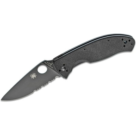 Spyderco Tenacious G-10 Folding Knife 3.4 Serrated Black Blade – C122GBBKPS