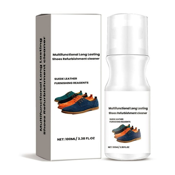 Limpiador de zapatos de 100 ml, instantáneo, sin agua, multifuncional, de larga duración, para restaurar zapatos, ideal para limpiar telas de cuero, blanco, gamuza y zapatillas de nubuck.