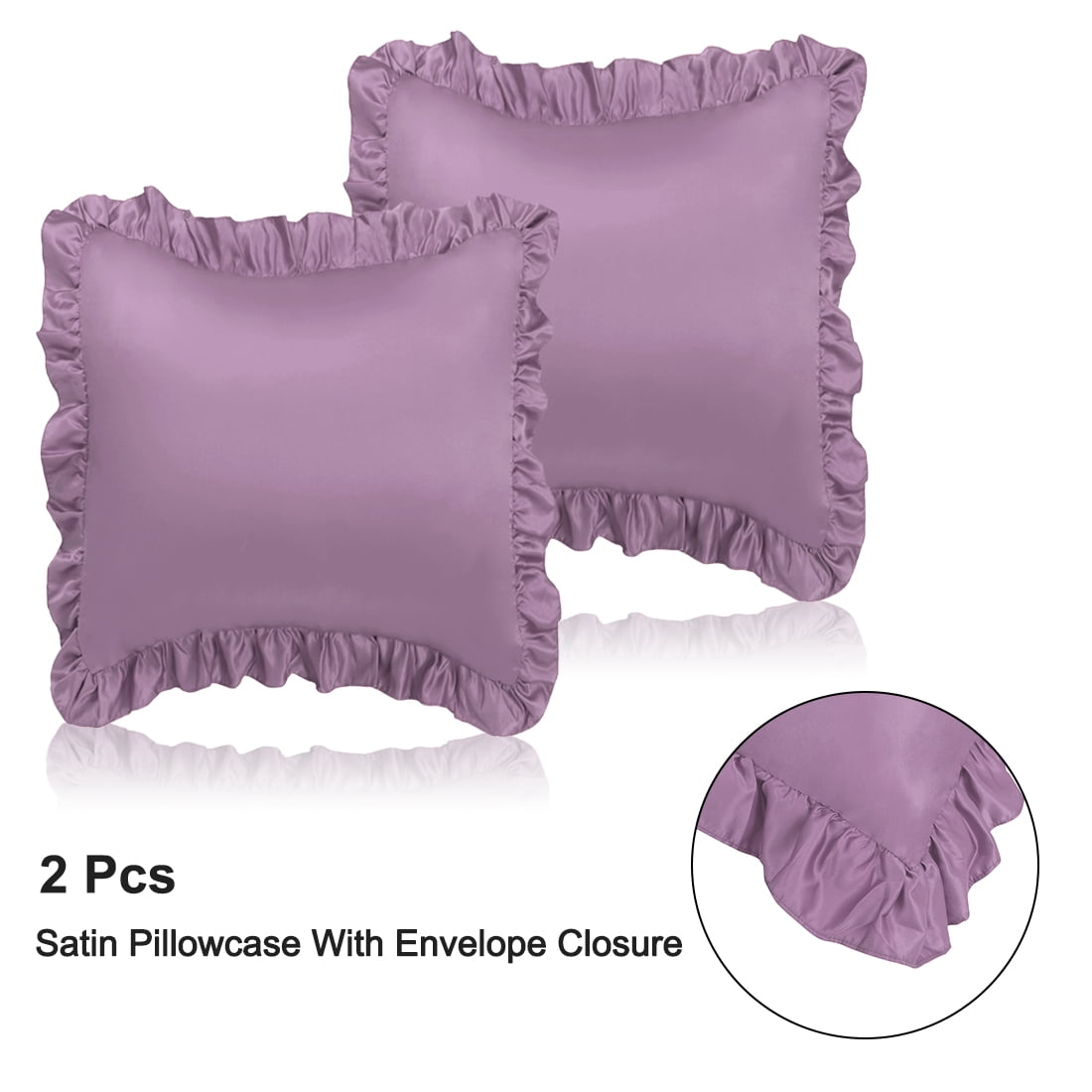 Solid Purple Cover Case Decorative Pillow 26" x 26" 2 Piece Euro Ruffled Shams 