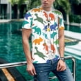 thumbnail image 6 of Zufioo Colorful Dinosaur Print Men's Baseball Short Sleeve, Moisture Wicking Button-Down Hip Hop Tee-Medium, 6 of 7