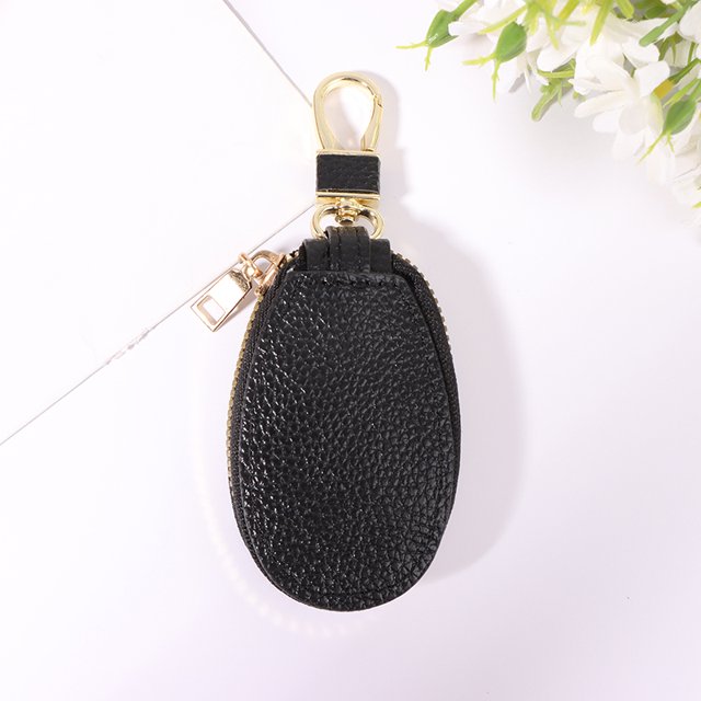 Car Key Wallets Women Couples Zipper Door Keys Storage Mini Portable Multi-function Simple Solid Protection Classic Unisex PU Black