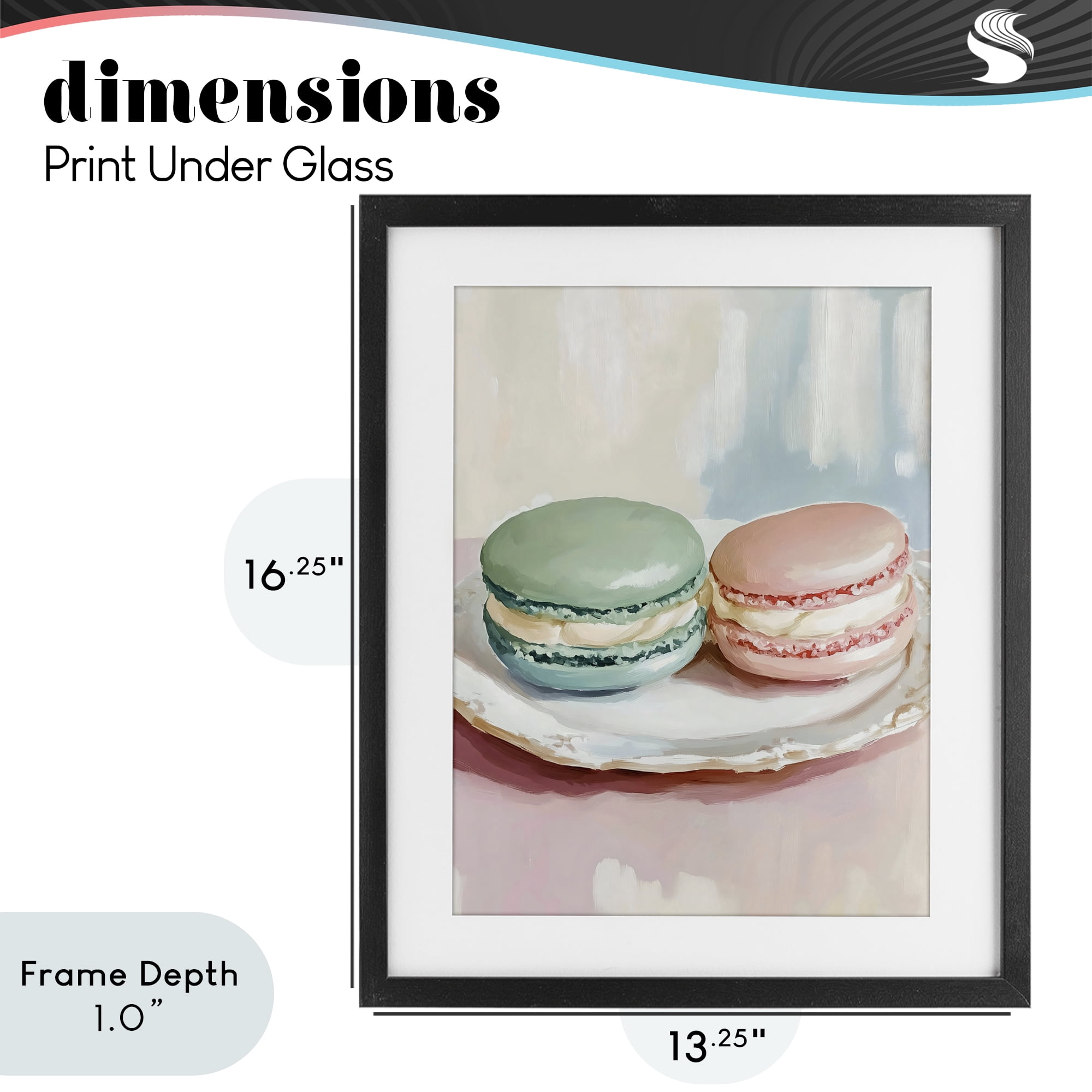 Stupell Industries Pastel Macarons on Plate Black Framed Print Under Glass, design by The Prints Vibe