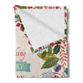 thumbnail image 2 of Christmas Soft Flannel Fleece Throw Blanket, Colorful Botanical Frame Form Blossoms Herbs Holly Design, Cozy Plush for Indoor and Outdoor Use, 50" x 60", Multicolor, by Ambesonne, 2 of 5