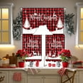 thumbnail image 4 of 3 Pcs Christmas Kitchen Window Tier Curtains and Valance Set Xmas Tree Deer Red Black Buffalo Plaid Christmas Curtains for Bedroom Living Room Kitchen Decor, 54"L x 24"W Valance, 4 of 6