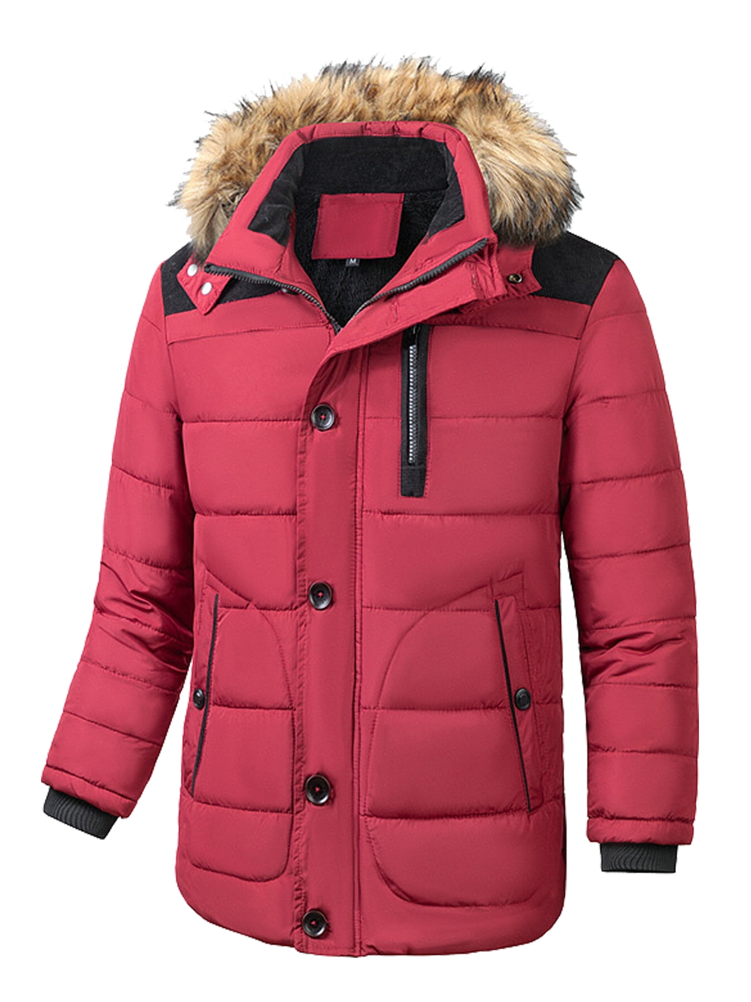 MAWCLOS Men Winter Coat Long Sleeve Plus Size with Hoodies Casual