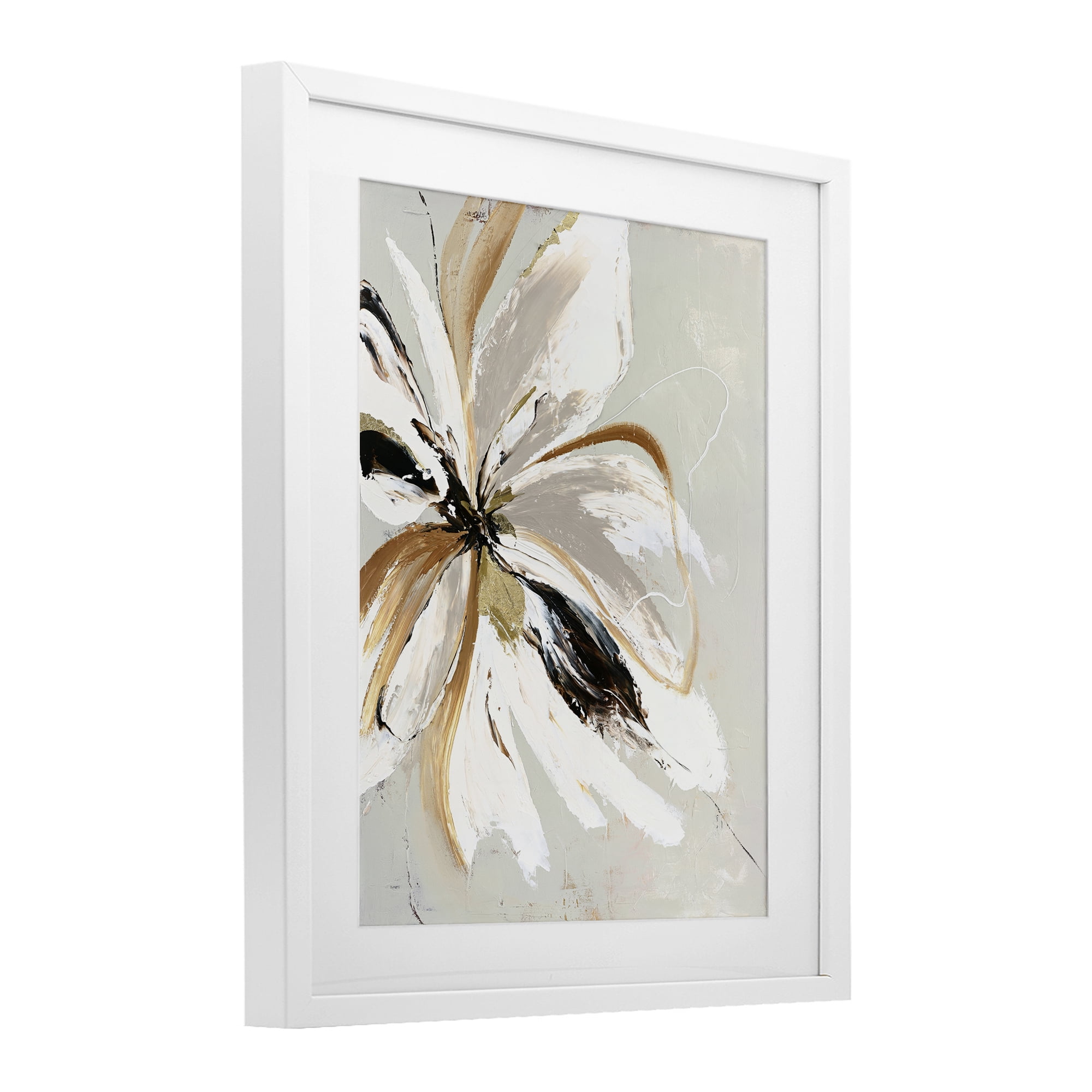 Expressive Cornelia Flower White Framed Print Under Glass, design by Design Fabrikken