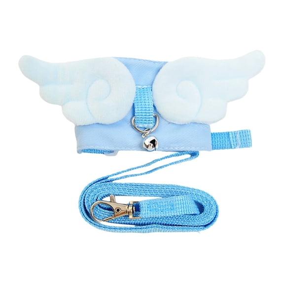 Winged Ferret Harness And Leash Set With Bell Adjustable Small Pet Vest For Ferret Meerkat Outdoor Walking(Blue-120Cm Rope)