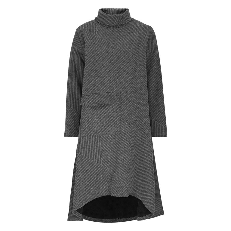 slim fit dress slacks Grey Corduroy Long Sleeves Gathered Dress main image 1