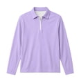 thumbnail image 3 of OGLCCG Boys School Uniform Long Sleeve Shirts,Size 3-4,1/4 Zip Lapel Collar Shirts for Kids,Lightweight Pullover Tops,Purple, 3 of 7