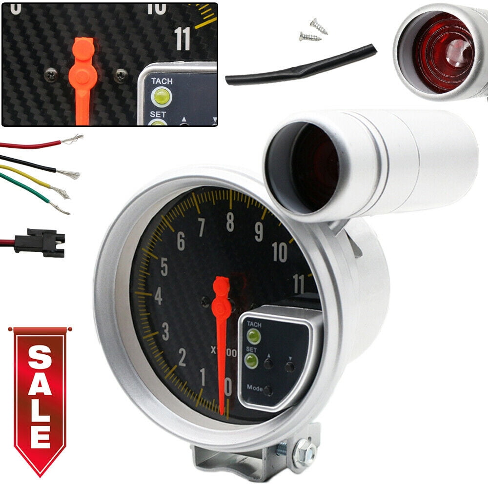 Universal 5" Carbon Style Face Tachometer Tach Gauge + Shift Light 11K
