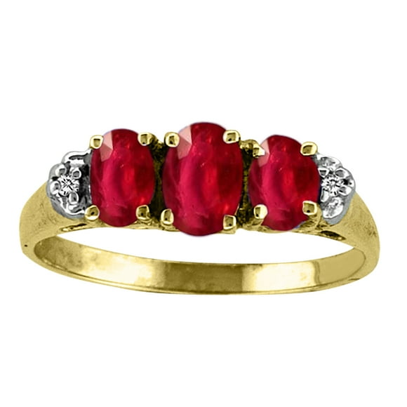 Diamond & Ruby Ring 14K Yellow Gold or 14K White Gold