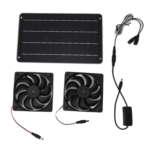 20W Solar Powered Dual Fan 12V Efficient Energy Saving Solar Panel Fan Kit with Switch for RV Greenhouse Pet Home
