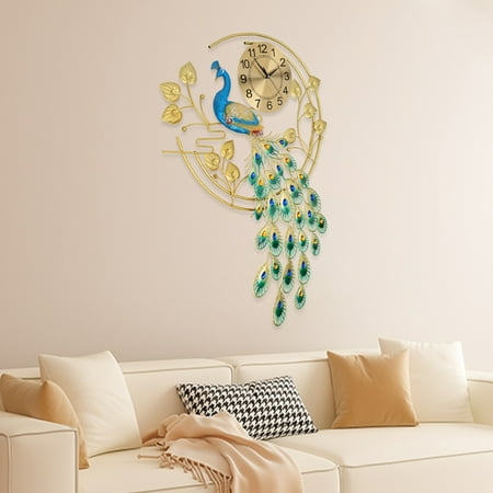 Elegant Gold-Green Metal and Resin Wall Clock, Stylish Modern Design for Home, Kitchen, Office, and More