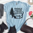 thumbnail image 2 of Paddle Faster I Hear Banjos T-shirt, Unisex Women's Men's Funny 70s Movie Reference Country Bluegrass, Heather Light Blue, XX-Large, 2 of 6