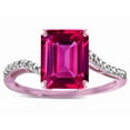 thumbnail image 3 of Star K � Octagon Emerald Cut Big Stone 10x8 Simulated Pink Tourmaline Bypass solitaire ring, 3 of 9