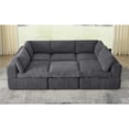 thumbnail image 5 of Partner Furniture Corduroy Fabric Modular Sectional with Ottoman in Dark Gray, 5 of 10