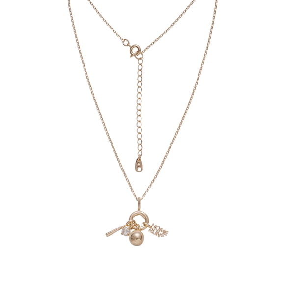 Believe by Brilliance Baseball Removable Charms Necklace in 14KT Gold Flash Plated