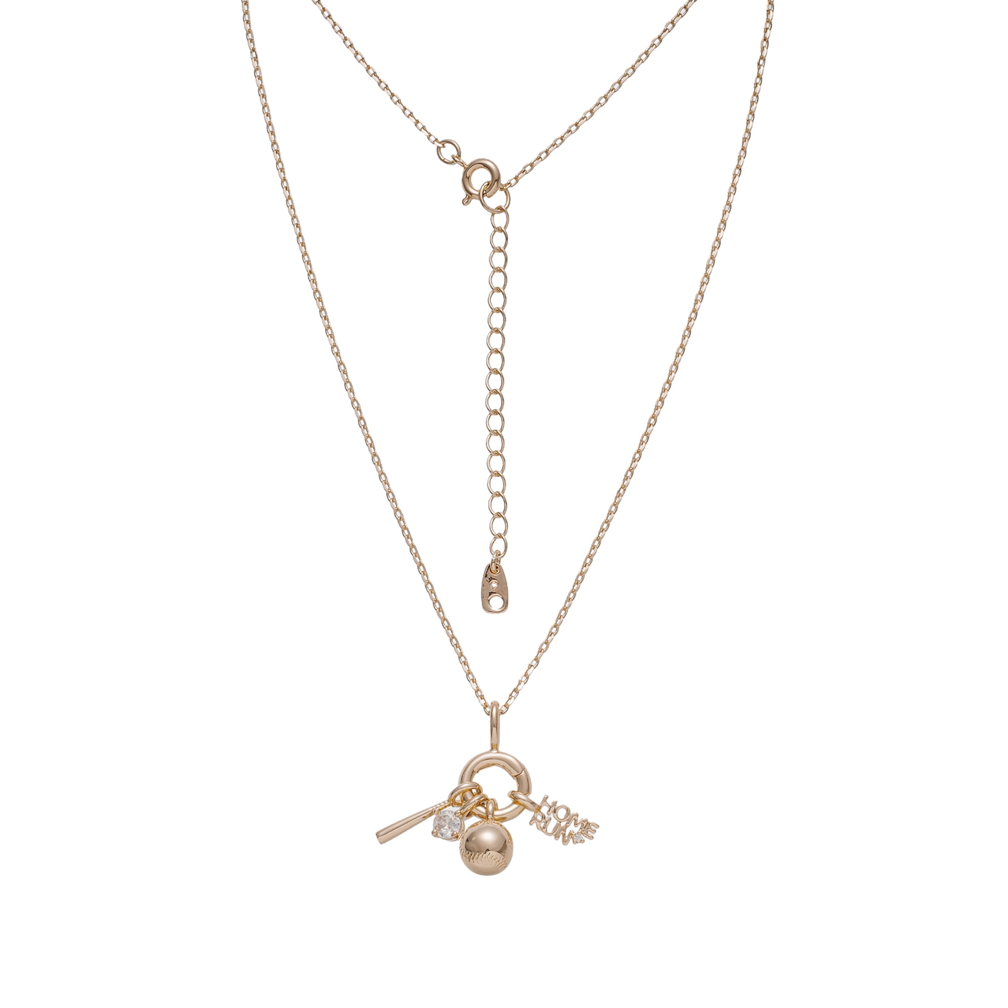 Believe by Brilliance Baseball Removable Charms Necklace in 14KT Gold Flash Plated