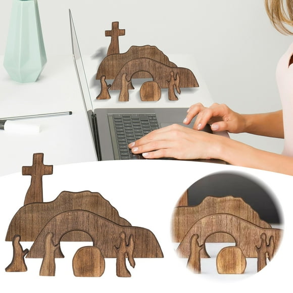 SXcggal One Wooden Easter Tabletop Crucifix Lent/Resurrection Sunday Natural Wooden Centerpiece Practical Artistic Beautiful Desktop Decoration