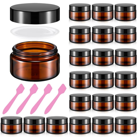 Frascos cosméticos de vidrio Honeydak, paquete de 24 unidades, 20 ml, color ámbar con tapas