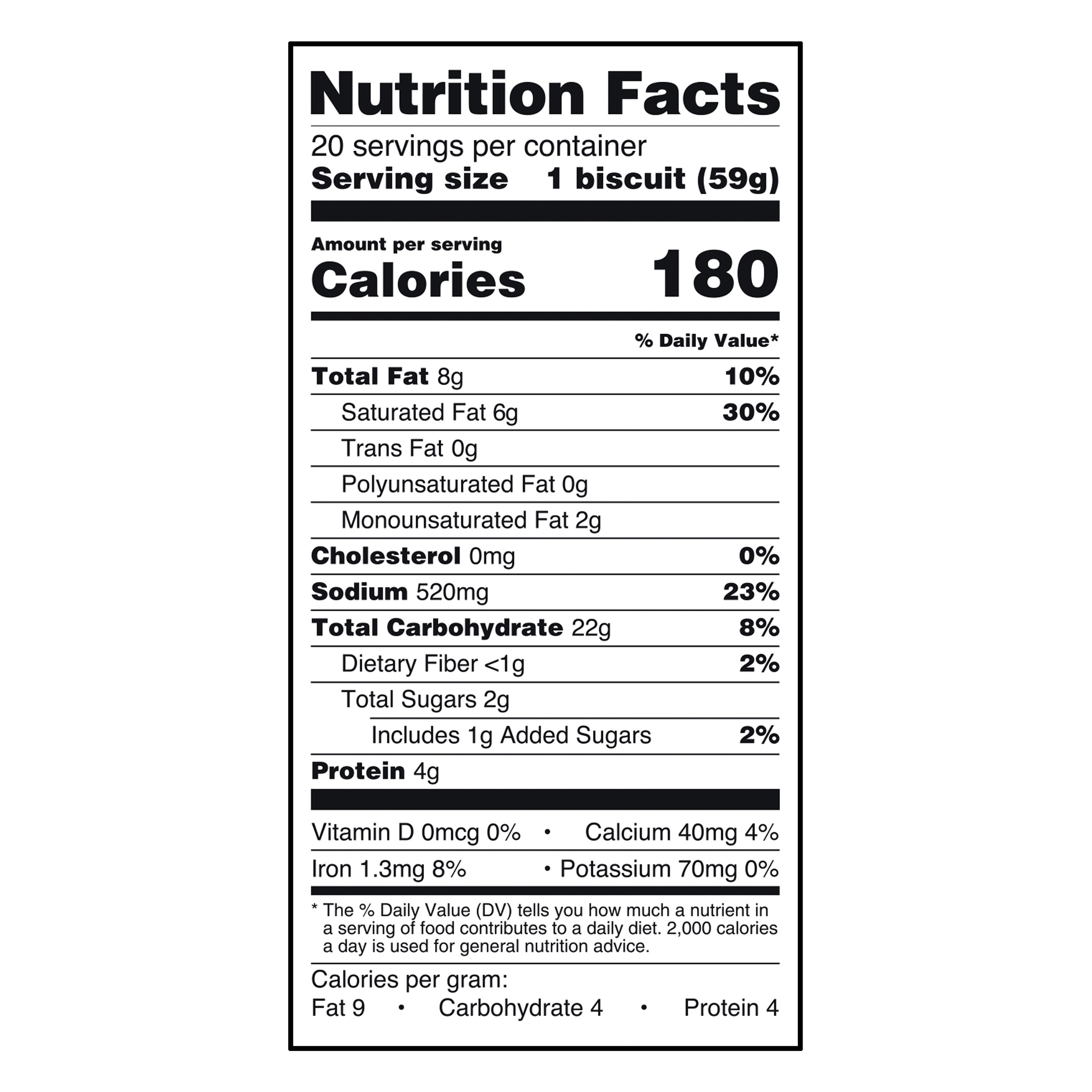 Great Value Buttermilk Biscuits, 41.6 oz, 20 Count