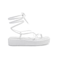 thumbnail image 3 of INC Womens White Strappy Padded Rexile Square Toe Wedge Lace-Up Thong Sandals Shoes 9 M, 3 of 4