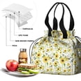 thumbnail image 4 of White Sunflower Drawstring Lunch Bag Women - Drawstring Lunch Bag Insulated for Work Office - Stain-Resistant Large Lunchbags for Women with Multi-Pockets, 4 of 6