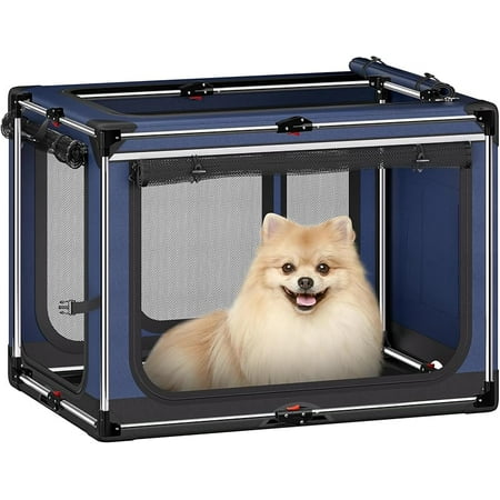 Collapsible Dog Crate: 30 Inch Foldable Soft Sided Dog Crate for Medium Dogs, Portable Dog Travel Kennel with Soft Mat for Indoors & Outdoors, Grey (30" L x 21" W x 21" H)