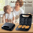 thumbnail image 3 of Animal Mini WaffleMaker 6 Animal Shaped Pancakes Breakfast Machine Non-Stick Waffler Iron Household for Kids Adults (US),1 * Animal Mini WaffleMaker,Black, 3 of 7