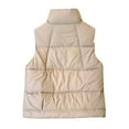 thumbnail image 3 of HOMBOM Warm Quilted Vest for Women with Pockets Outwear Sleeveless Yellow Zipper Stand Collar Waistcoat Womens Short, 3 of 3