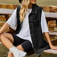 thumbnail image 5 of Usmixi 2023 Winter Womens Denim Vest Denim Jacket for Women Trendy Button Down Lapel Sleeveless Boyfriend Jean Jacket Coat Loose Casual Solid Vest Outerwear with Pocket Up to 65% off, 5 of 7
