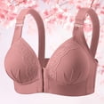 thumbnail image 2 of Zpanxa Wireless Bras for Women Front Closure Full Coverage Push-up Wide Straps Floral Lace Everyday Bra Pink 40DE, 2 of 3