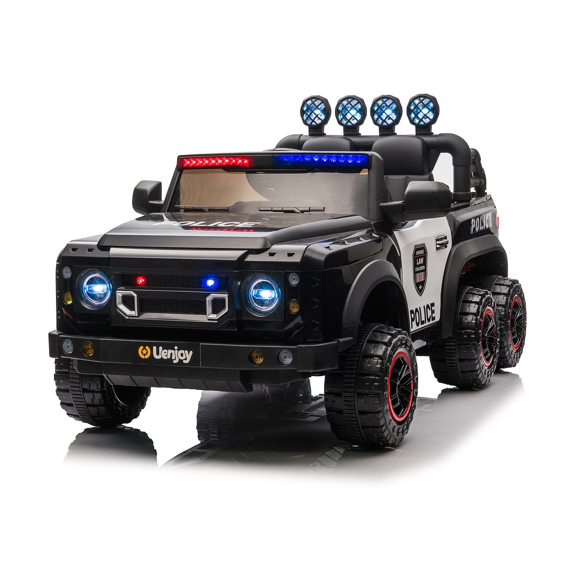 CIPACHO 24V Kids Ride On Police Car Toy with 2.4G Remote Control, Electric Car for Kids Four Wheel Absorber, Music and Light, Trunk, Black CIPACHO 24V Kids Ride On Police Car Toy with 2.4G Remote Control, Electric Car for Kids Four Wheel Absorber, Music and Light, Trunk, Black