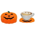 thumbnail image 2 of Posavasos Calabaza Fieltro para Halloween Manteles Individuales Antideslizantes Casera Color Naranja 6 Uds., 2 of 4